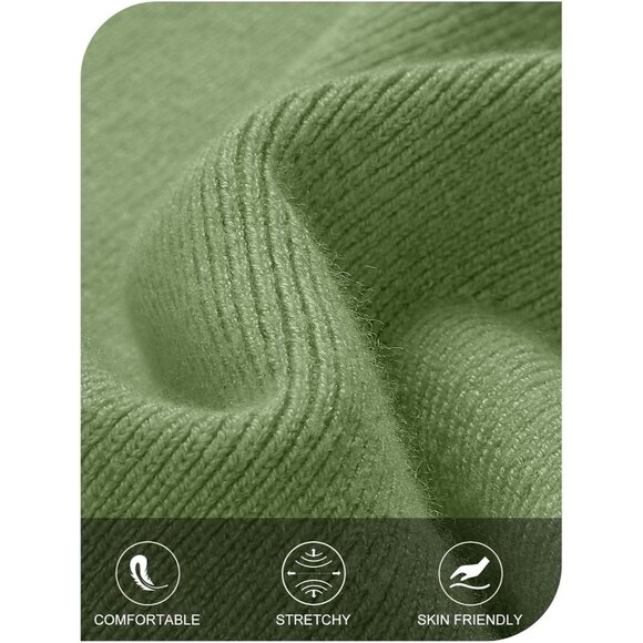 Merokeety Women's Green Off Shoulder Long Sleeve Elegant Bodycon Midi Dress - Picture 4 of 9